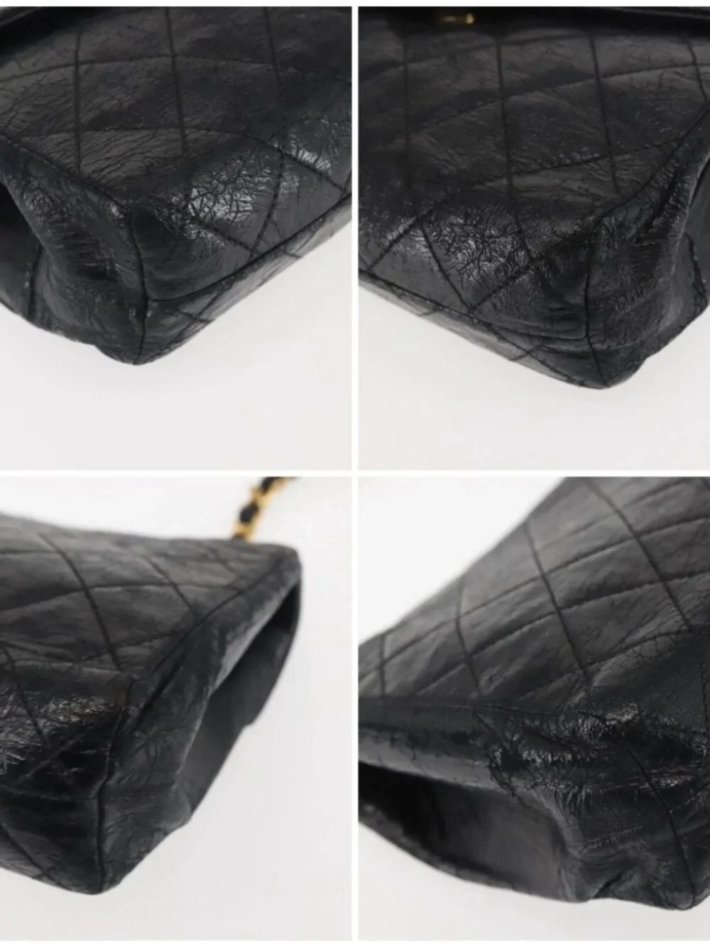CHANEL Matelasse Chain Shoulder Bag Leather Black Gold CC Auth 145073